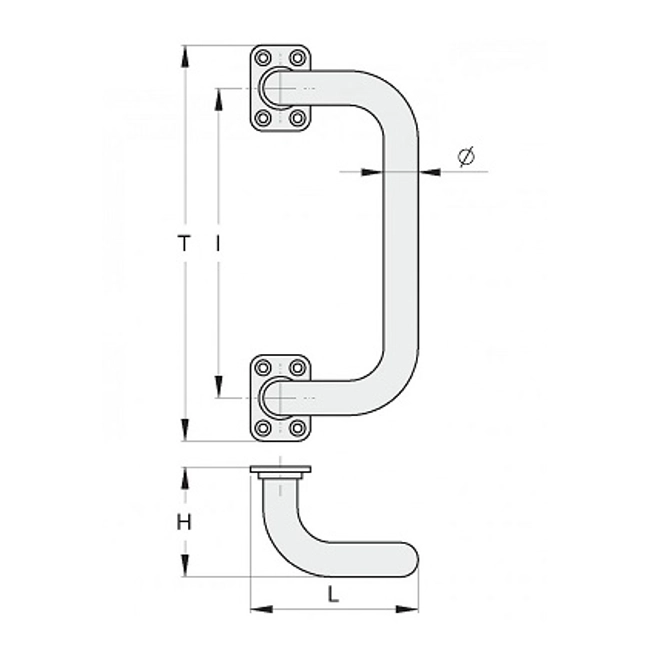 Vendita online Maniglia flangiata 4 curve Ø 20 mm. NERA art.572